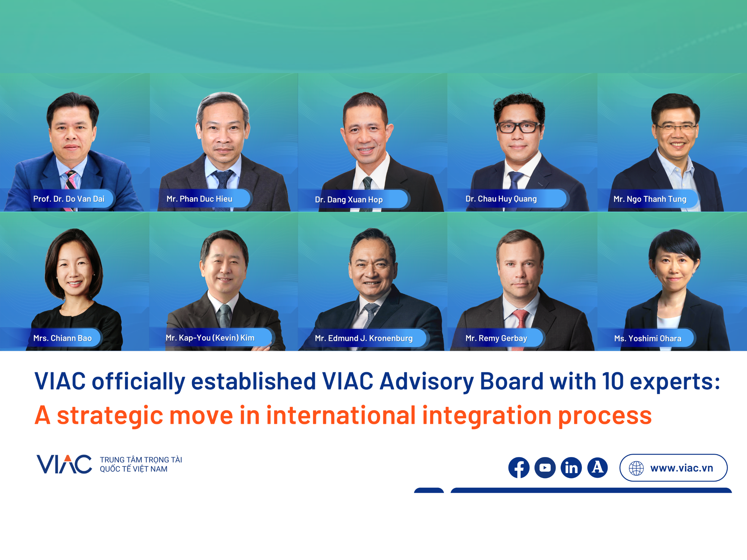 VIAC Officially Establishes VIAC Advisory Board With 10 Experts: A Strategic Move in International Integration Process.
